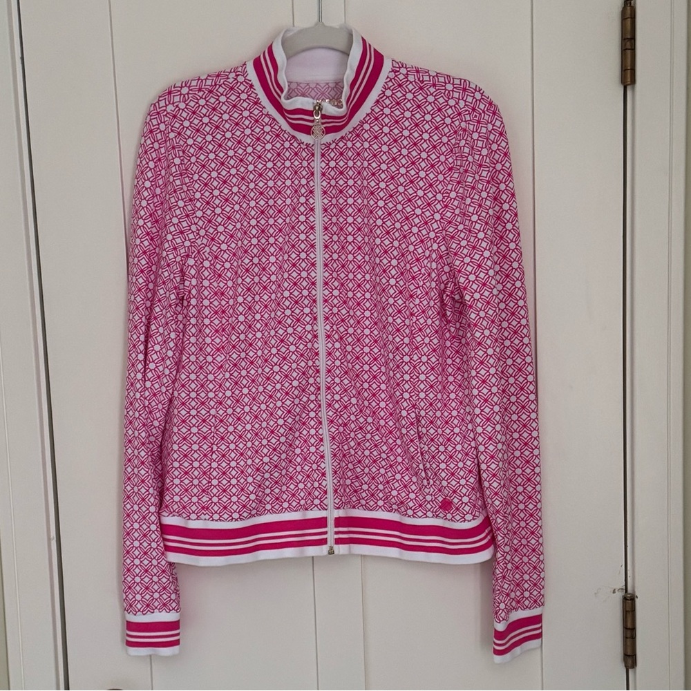 NWT Lilly Pulitzer Luxletic Regate Jacket Passion Fruit Pink Butterfly Pattern - Picture 5 of 7